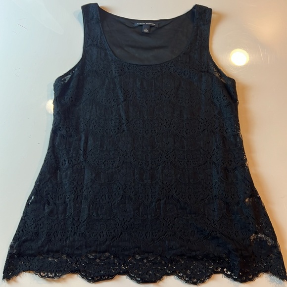 🖤BANANA REPUBLIC BLACK LACE OVER BLACK SHELL TOP SIZE SMALL🖤 - Picture 11 of 16